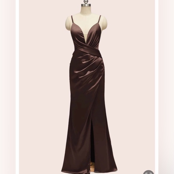 Dresses & Skirts - Chocolate brown satin bridesmaid dress